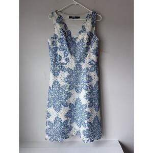 Eva Franco Blue and White Floral Dress size 12 Made In USA​